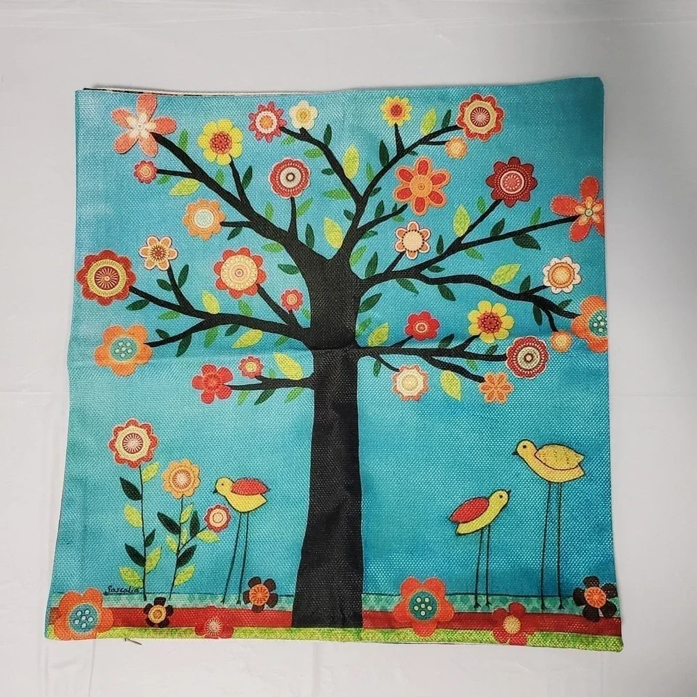 Sascalia Sunshine Pillow Cover Bohemian Art Print 17 x 17 Zippered Cushion Cover